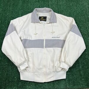 VTG K-Products Boeing Aviation Full Zip Windbreaker Jacket Mens Medium White 80s